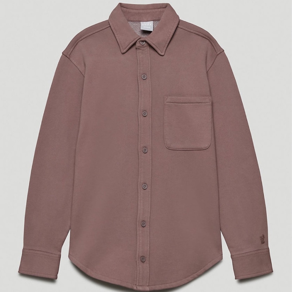 TNA Cozy Fleece Boyfriend Shirt Dusty Mauve XS